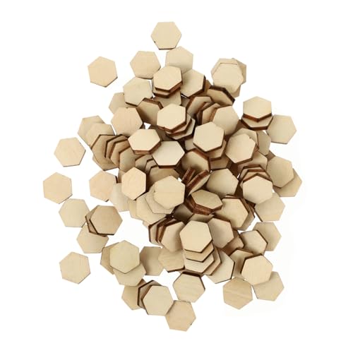 DOITOOL 200 Stück Sechseckige Holzscheiben aus Buchenholz Glatte Holzornamente Robuste Diy-bastelstücke für Hochzeit Geburtstag Weihnachtsdeko und Kreative Handwerksprojekte von DOITOOL