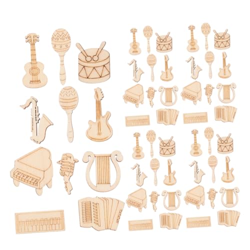 DOITOOL 200 Stück Unfertige Holzschneider Musikinstrumente Gitarre Klavier Trommel Diy Bastelmaterialien für Kreative Wohn und Hochzeitsdekorationen von DOITOOL