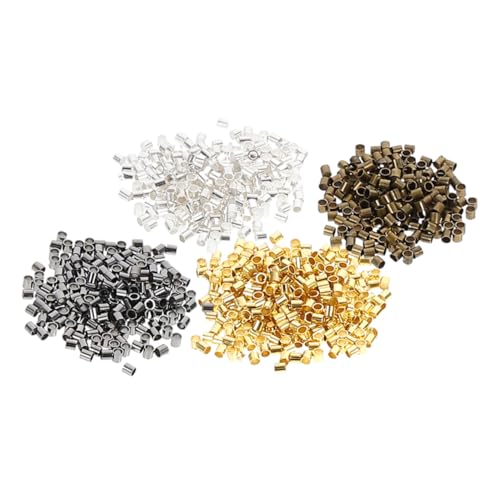 DOITOOL 2000 Stück Teiliges Crimp Spacer Perlen aus Kupfer für DIY Schmuckherstellung Stabile Rohrperlen in Gold Schwarz Silber Antikbronze Sichere Fixierung für Halsketten Armbänder von DOITOOL