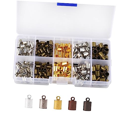 DOITOOL 200Stücke Kupfer Kordelenden Kappen DIY Schmuckzubehör für Schmuckherstellung Gemischte Farben Einfach zu Verwenden mit Design für Armbänder von DOITOOL