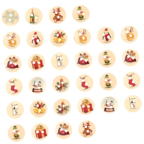 DOITOOL 200Stücke Weihnachts Holzknöpfe mit Verschiedenen Motiven Nähknöpfe für Bastelarbeiten Umweltfreundliches Material für Scrapbooking und Weihnachtsdeko von DOITOOL