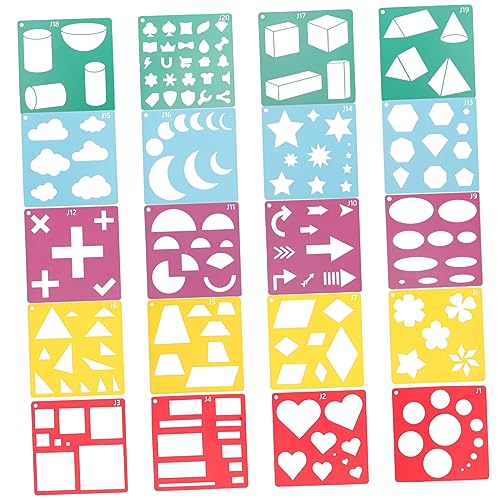 DOITOOL 20Blätter Große Geometrische Schablonen Wiederverwendbare DIY Malvorlagen für Projekte für Tagebuch und Bastelarbeiten Sicher und Geruchsfrei von DOITOOL