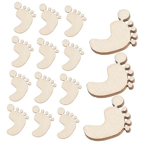 DOITOOL 20Stücke Fußförmige Holzanhänger Leere Holzscheiben für DIY Halloween Deko Unlackierte Holzverzierungen für Handwerk und Basteln für Kreativprojekte von DOITOOL