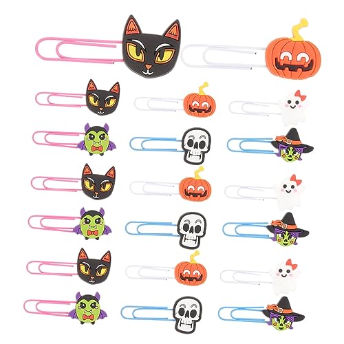 DOITOOL 20Stücke Halloween Büroklammern Lesezeichen mit Schädeldesign Vielseitig Einsetzbar für Büro Party und Dekoration für Halloween von DOITOOL