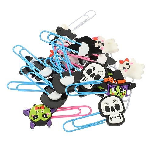 DOITOOL 20Stücke Halloween Lesezeichen aus Bunte Büroklammern mit Geistern Hexen und Totenköpfen Partygeschenke für Halloween Dekorationen und Heimwerker Projekte von DOITOOL