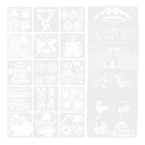 DOITOOL 20Stücke Weihnachts Schablonen für Wiederverwendbare Malvorlagen für Kreative Bastelprojekte für Sprühmalerei und Handmalerei Weihnachtskunst für Unterricht von DOITOOL