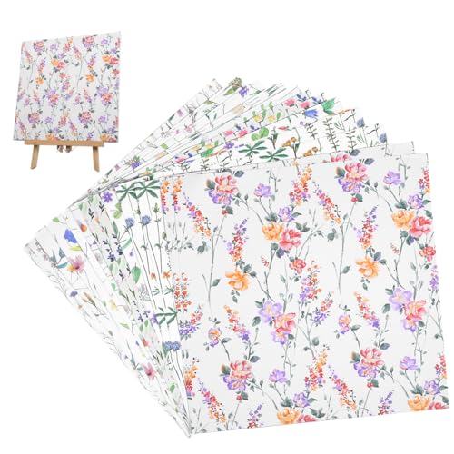 DOITOOL 24 Blatt Taschenmaterial Papier Herstellung Pastell Schrottbuch Journaling blumenpapier dekoratives Papier Blumenmotiv Scrapbooking Dekorpapier Kartenpapier Scrapbook-Materialien von DOITOOL