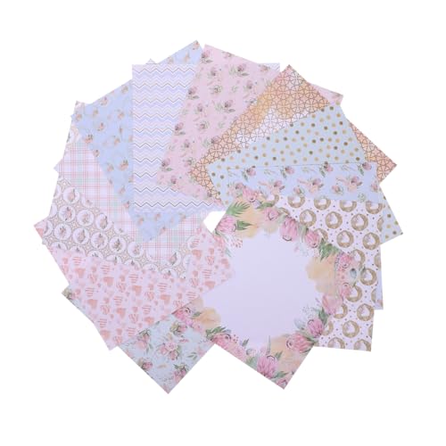 DOITOOL 24 Stück Diy Scrapbooking Papier für Handarbeit Dekorative Papiere für Alben Karten und Postkarten Bunte Muster für Kreative Projekte und von DOITOOL