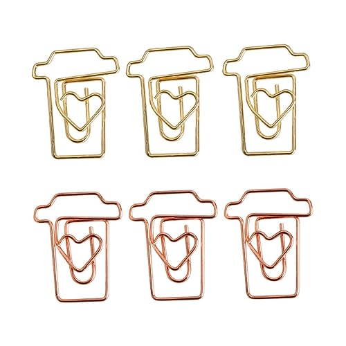 DOITOOL 24 Stück Kaffeetassen Büroklammern in Gold Roségold Kreative Papierclips für Notizen und Fotos für Büro Schule und Handwerk Boxen von DOITOOL