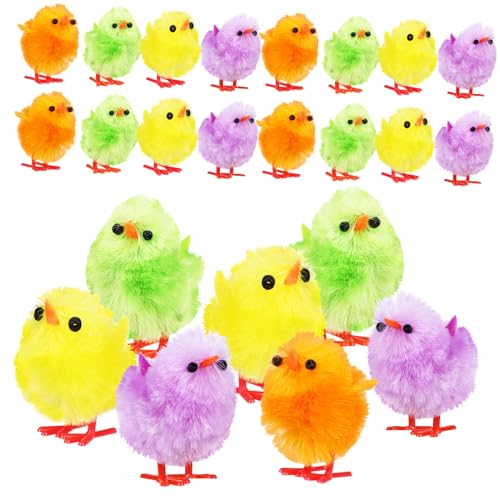 DOITOOL 24 Stück Samt-Hühnerspielzeug gucken guck plüsch Hühnchenspielzeug Plüschtiere stickig frühlingsdeko Osterküken Küken Schmuck Fuzzy Küken Ostern Küken Dekoration Mini-Fuzzy-Küken von DOITOOL