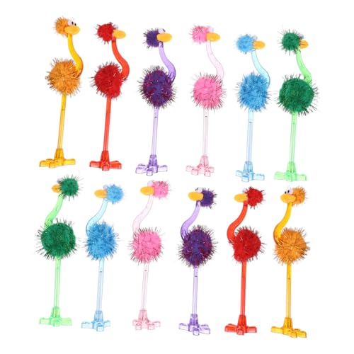 DOITOOL 24 Stück Teiliges Plüsch Strauß Kugelschreiber Bunte Cartoon Kugelschreiber mit Glatter Tintenführung Leichte und Kompakte Schreibstifte für Schule Büro und Geschenke von DOITOOL