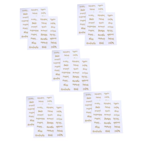 DOITOOL 25 Blatt Bögen Goldene Buchstaben Aufkleber Selbstklebende Etiketten für Ätherische Ölflaschen Wasserfest und Langlebig zur Flaschenkennzeichnung und Organisation von Ölbehältern von DOITOOL