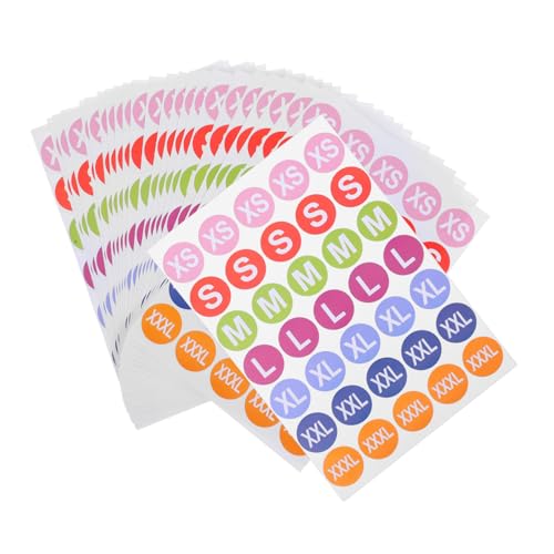 DOITOOL 25 Blatt Größenetikett Aufkleber Farbige Etiketten Aufkleber Kleidergrößenaufkleber Farbe Name Größenetiketten für Kleidung selbstklebende Größenetiketten Kupferplattenaufkleber von DOITOOL