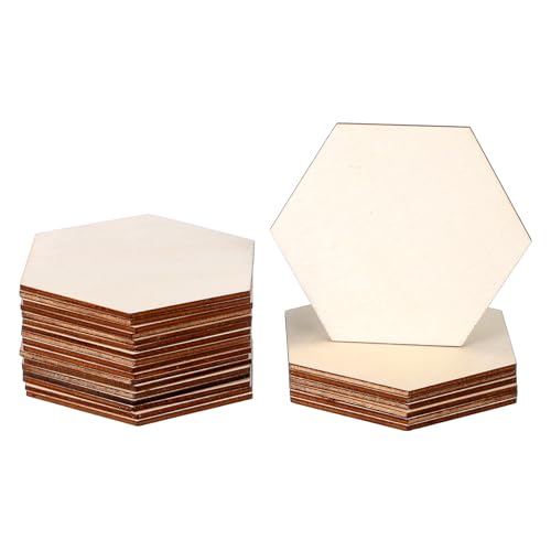 DOITOOL 25 Stück DIY Holzscheiben Sechseckige Namensschilder aus Nachhaltigem Holz für Hochzeit Dekoration Personalisierte Wabenform Holzstücke zum Basteln und Beschriften von DOITOOL