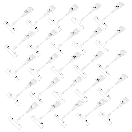 DOITOOL 25 Stück Rotierender Kunststoff Preisschild Clip Doppelter Schilderhalter für Etiketten Transparent für Einzelhandel Supermärkte Ausstellungen von DOITOOL
