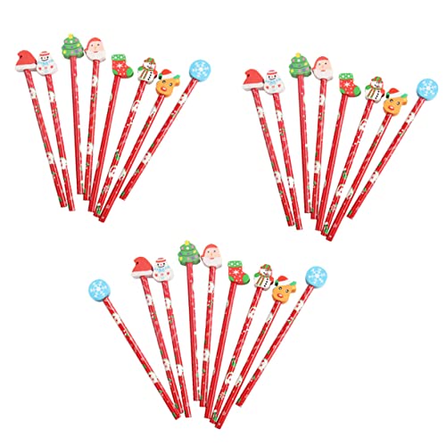 DOITOOL 25 Stück Teiliges Weihnachtsbleistifte Set mit Radiergummi Bunte Kinderstifte aus Natürlichem Umweltfreundlich Leicht Schnelle Radierfunktion als für Schule Zuhause von DOITOOL