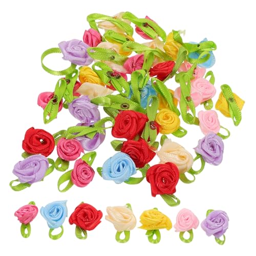 DOITOOL 250 Stück Mini Satin Ribbon Köpfe für Diy Basteln Realistische Kleine Stoffblumen Vielseitig für Hochzeitsdekoration Nähapplikationen und Geschenkverzierung von DOITOOL
