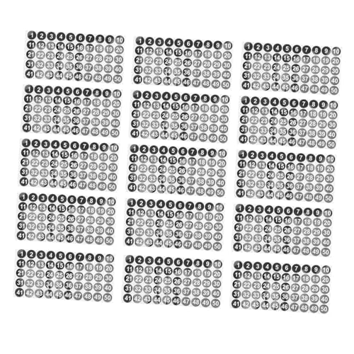 DOITOOL 25Blatt Selbstklebende Wasserdichte Etiketten mit Nummern für Büro Schule und Klassenzimmer Starke Haftung und Design von DOITOOL