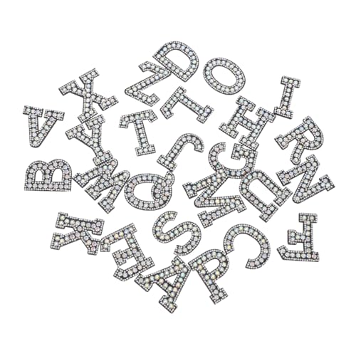 DOITOOL 26 Stück Teiliges Strass Buchstaben zum Aufbügeln und Nähen Selbstklebende Glitzer Applikationen für Stoffe Vielseitige Textilverzierung für Kleidung Hüte Taschen und DIY von DOITOOL