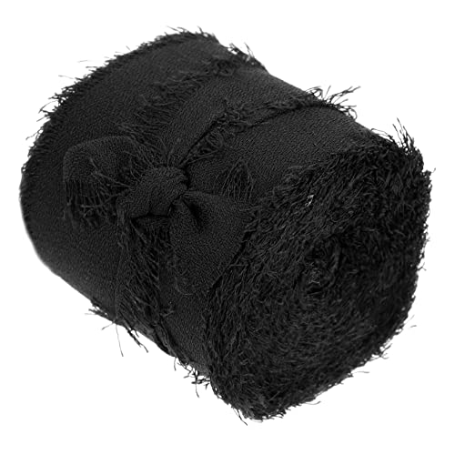 DOITOOL 2Rollen Schwarzes Chiffonband Yards Handgefertigtes Fransiges Seidenband Für DIY Bastelprojekte Hochzeitsdekorationen Geschenkverpackungen Und Einladungen von DOITOOL