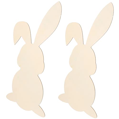 DOITOOL 2Stücke DIY Holzscheiben Kaninchen Osterdekoration Unvollendete Holzfiguren für Bastelprojekte für Osterfeiern und Frühlingsdekoration von DOITOOL