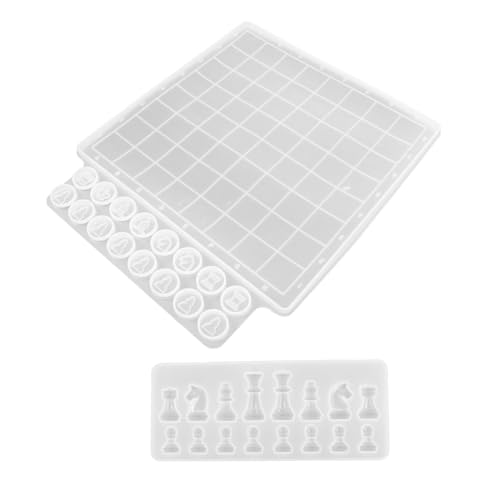 DOITOOL 2Stücke Schachbrett und Schachfiguren Silikon Gussform Set Hochwertige Epoxidharzform für DIY Schachbrett und Schachstücke für Bastelprojekte von DOITOOL