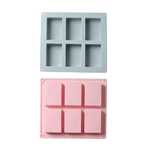 DOITOOL 2Stücke Silikonform für DIY Seifenherstellung Rechteckige Hohlräume Seifenform Blau und Rosa Mikrowellen Backofen und Spülmaschinenfest für Bastelprojekte von DOITOOL