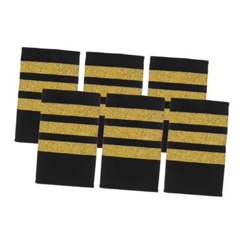 DOITOOL 3 Paare Goldene Piloten Schulterklappen Streifen Epauletten Gewebtem Band für Airline Uniformen Langlebig und Professionell Geeignet für Flugpersonal und Piloten Aviation Standard DOITOOL 3 Paare Goldene Piloten Schulterklappen Streifen Epauletten Gewebtem Band für Airline Uniformen Langlebig und Professionell Geeignet für Flugpersonal und Piloten Aviation Standard von DOITOOL
