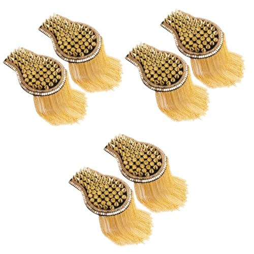 DOITOOL 3 Paare Stylische Schulterklappen mit Quasten und Nieten Goldene Epauletten für Bühnenkostüme und Anzugzubehör Einfach zu Kombinieren mit Verschiedenen Outfits von DOITOOL