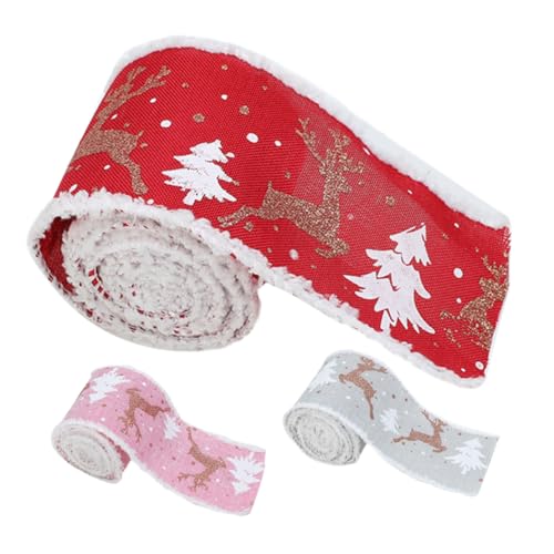 DOITOOL 3 Rollen Banddekor weihnachtsbänder aus draht Bänder für Bänder zum Verpacken beflockt Weihnachten Seide DIY-Bastelband Bastelband machen weihnachtsfestband Stoff DOITOOL 3 Rollen Banddekor weihnachtsbänder aus draht Bänder für Bänder zum Verpacken beflockt Weihnachten Seide DIY-Bastelband Bastelband machen weihnachtsfestband Stoff von DOITOOL