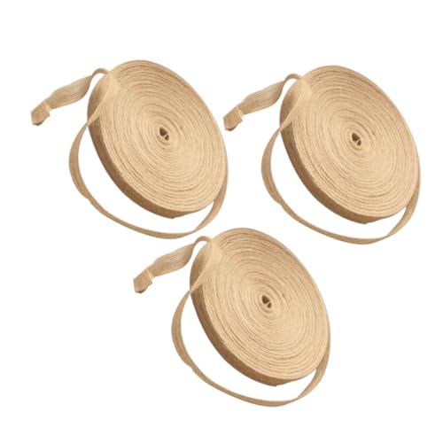 DOITOOL 3 Rollen Jute Band Geschenkverpackungsband Natur Leinen Schleifenband für DIY Bastelarbeiten Hochzeits und Partydekoration Rustikales Vintage Geschenkband von DOITOOL
