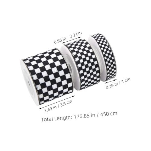 DOITOOL 3 Rollen Kariertes Polyesterband Breit Vielseitiges Geschenkband für DIY Basteln Blumensträuße Geschenkverpackung Robustes Farbbeständiges Dekorationsband von DOITOOL