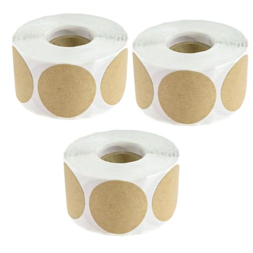 DOITOOL 3 Rollen Selbstklebende Runde Aufkleber Braune Kraftpapier für Dekoration Backen Canning und für Party und Etikettierung von DOITOOL