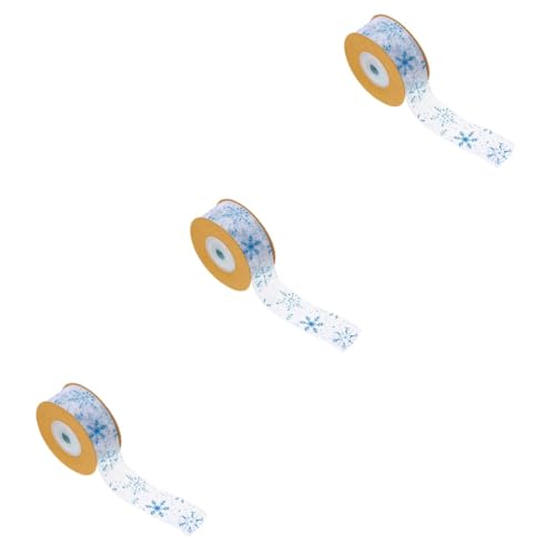 DOITOOL 3 Rollen Transparentes Schneeflocken Geschenkband Dekoratives DIY Weihnachtsband mit Schneeflockenmuster für Geschenkverpackung Schleifen Blumenarrangements und Festliche von DOITOOL