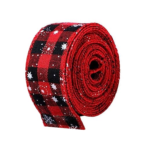 DOITOOL 3 Rollen Weihnachtsband Kariert Rot Schwarz Klassisches Geschenkband mit Schneeflockenmotiv Dekoratives DIY Schleifenband für Geschenkverpackung und Weihnachtsdeko von DOITOOL
