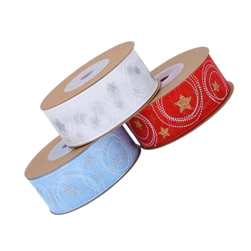 DOITOOL 3 Rollen Weihnachtsband aus Polyester Stern Kreis-muster Strapazierfähiges Geschenkband für Weihnachts Neujahrsdekorationen Geeignet für Geschenkverpackung Diy-bastelbedarf DOITOOL 3 Rollen Weihnachtsband aus Polyester Stern Kreis-muster Strapazierfähiges Geschenkband für Weihnachts Neujahrsdekorationen Geeignet für Geschenkverpackung Diy-bastelbedarf von DOITOOL