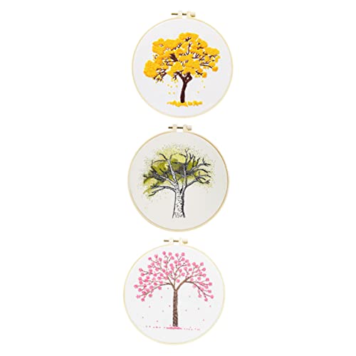 DOITOOL 3 Sätze Anfänger Stickset Teiliges Diy Stickerei Kit mit Baum Muster Vollständiger Ausstattung für Kreuzstich und Handarbeiten für Kreative Projekte und Diy Enthusiasten von DOITOOL