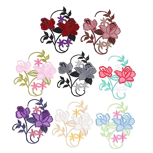DOITOOL 3 Sätze Blumen Stickerei Stoff Aufkleber Dekoration Nähen Applikationen Party Für Bestickt Blumen- Drinnen Patch Flecken Hochzeit Stickkleber Stoffzubehör 8 Stück * 3 von DOITOOL