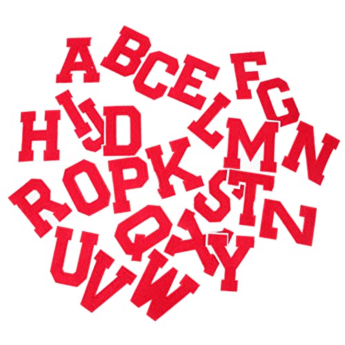DOITOOL 3 Sätze Brief Sticklogo Dekorativ Jacke Patch Gestickte Aufnäher Für Bekleidungsstücke Sortiert Multifunktions-kleidungsflicken Bügelnflecken Handtuchstickerei Rot 26 Stück * 3 von DOITOOL