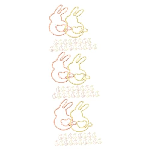 DOITOOL 3 Sätze Bunny Papierklammern Papierclips Tierform Kreative Büroklammern Für Schule Büro Und Organisation Goldene Roségoldene 20 Stück * 3 von DOITOOL
