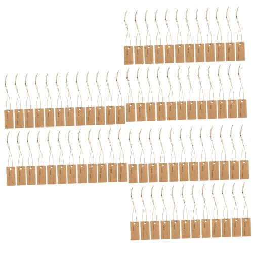 DOITOOL 3 Sätze Elastisches Seiletikett Hängende Tags Schlüssel Für Schild Schmuck Tags Etiketten Waren -tags Hängendes, Aufgereihtes Etikett Gold Hellbraun Kraftpapier 100 Stück * 3 von DOITOOL