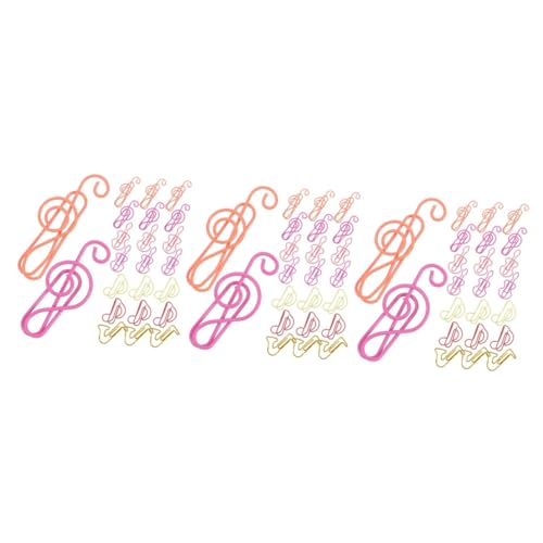 DOITOOL 3 Sätze Farbige Büroklammern Musiknotiz Formpapierverschluss Papierclips Musiknotenförmige Büroklammern Geformt Markierung Musiknoten-clip Metall Zufällige Farbe 60 Stück * 3 von DOITOOL