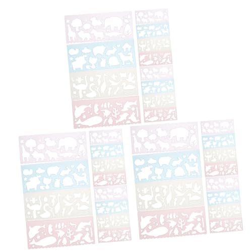 DOITOOL 3 Sätze Geometrische Vorlage Lineal Malschablonen Für Zeichenschablonen Für Tierschablonen Zum Malen Kinderschablone Kunstschablonen Für Tiermalschablone Pp 12 Stück * 3 von DOITOOL