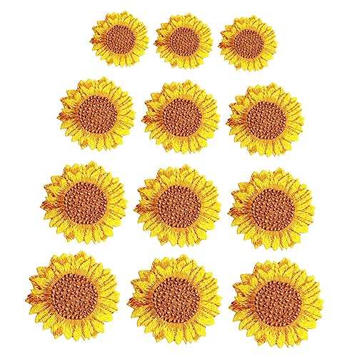 DOITOOL 3 Sätze Gestickter Sonnenfleck Kleidung Aufnäher Nähen Sonnenblumenabziehbilder Sonnenblume Für Frauen Sonnenblumenfeld Zubehör Bestickt Patch Party Stickerei Stoff 12 Stück * 3 von DOITOOL