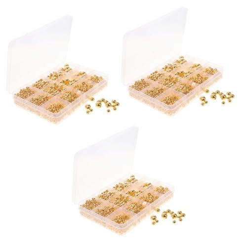 DOITOOL 3 Sätze Goldenes Perlenzubehör Perlen Für Armbänder Schüttgüter Uv Sortiert Perlen Für Schmuckhersteller Perlenabstandshalter Diy Schmuck Lose Perlen Harz 1250 Stück * 3 von DOITOOL