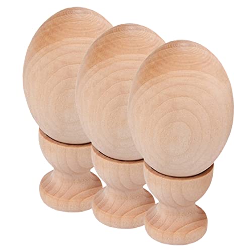 DOITOOL 3 Sätze Handbemalte Holz Eier zum Basteln Kreative Simulationseier mit Tabletts DIY Osterdekoration für Realistische Spielzeuge für Fröhliche Festtagsstimmung von DOITOOL