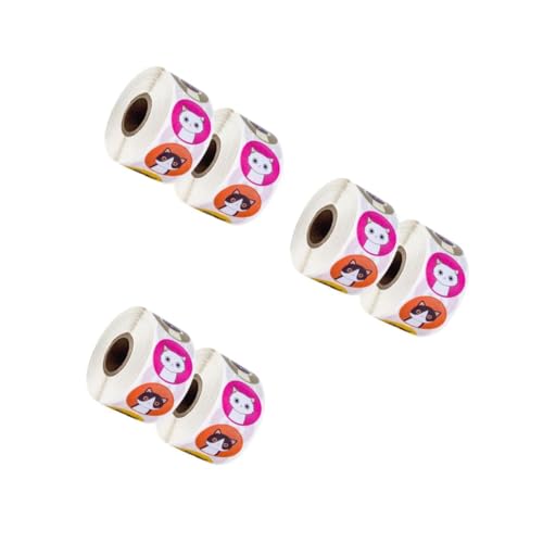 DOITOOL 3 Sätze Katzenmuster Aufkleber Diy Etiketten Mit Selbstklebenden Katzenaufklebern Für Kreative Dekoration Für Geschenktüten Und Scrapbooking 2 Rollen * 3 von DOITOOL