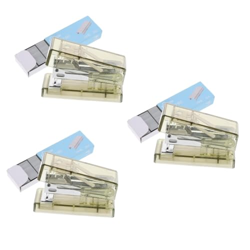 DOITOOL 3 Sätze Mini-Hefter Schreibtisch Tischhefter Hefter süß Hände Rosa Buchheime Home Office Hefter Schüler kleiner Hefter Modehefter transparenter Hefter Plastik Green von DOITOOL
