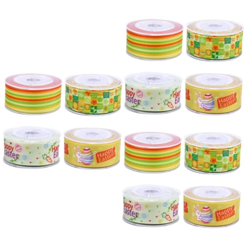DOITOOL 3 Sätze Osterband Fadenspule Dekoband Ostern Geschenkpakete Diy Zubehör Eincremehilfe Seide Party Frühlingsband Verpackungsband Geschenkband Zum Thema Ostern Polyester 4 Rollen * 3 von DOITOOL