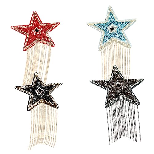 DOITOOL 3 Sätze Strass Stern Patches Mit Quaste Für Diy Kunsthandwerk Selbstklebende Heißschmelzende Aufnäher Hohe Temperaturbeständigkeit Für Kleidung Und Accessoires 4 Stück * 3 von DOITOOL